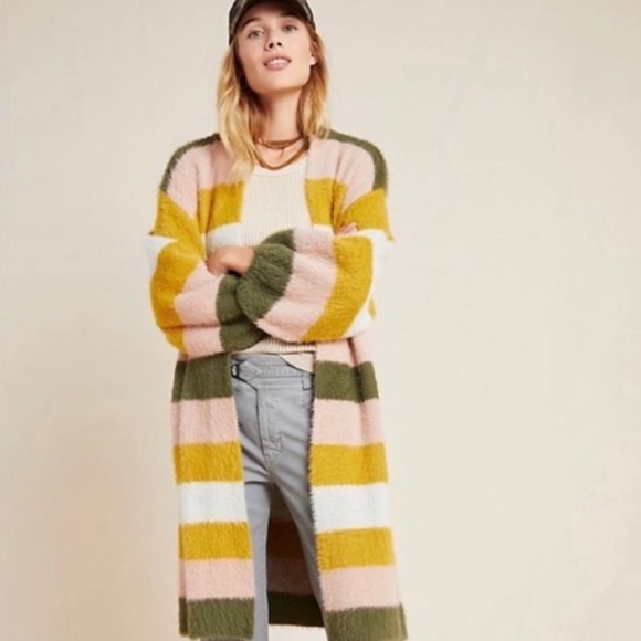 Anthropologie Do Everything In Love Striped Open Cardigan - Picture 1 of 6
